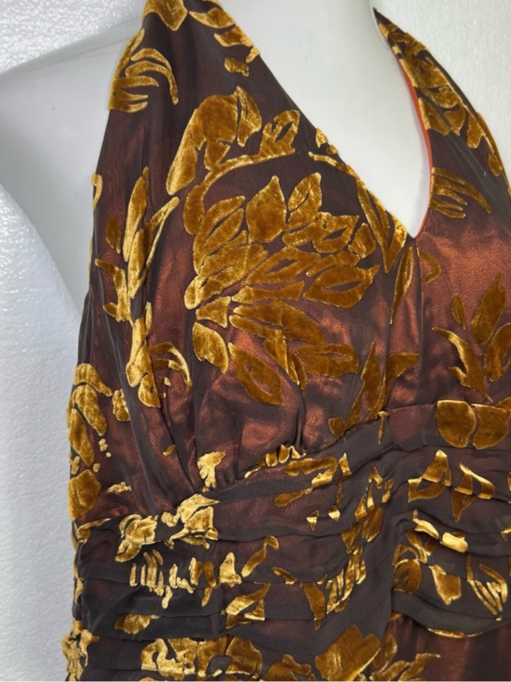 Vintage signature Robbie bee velvet burnout silk halter dress size 22W - Picture 4 of 7